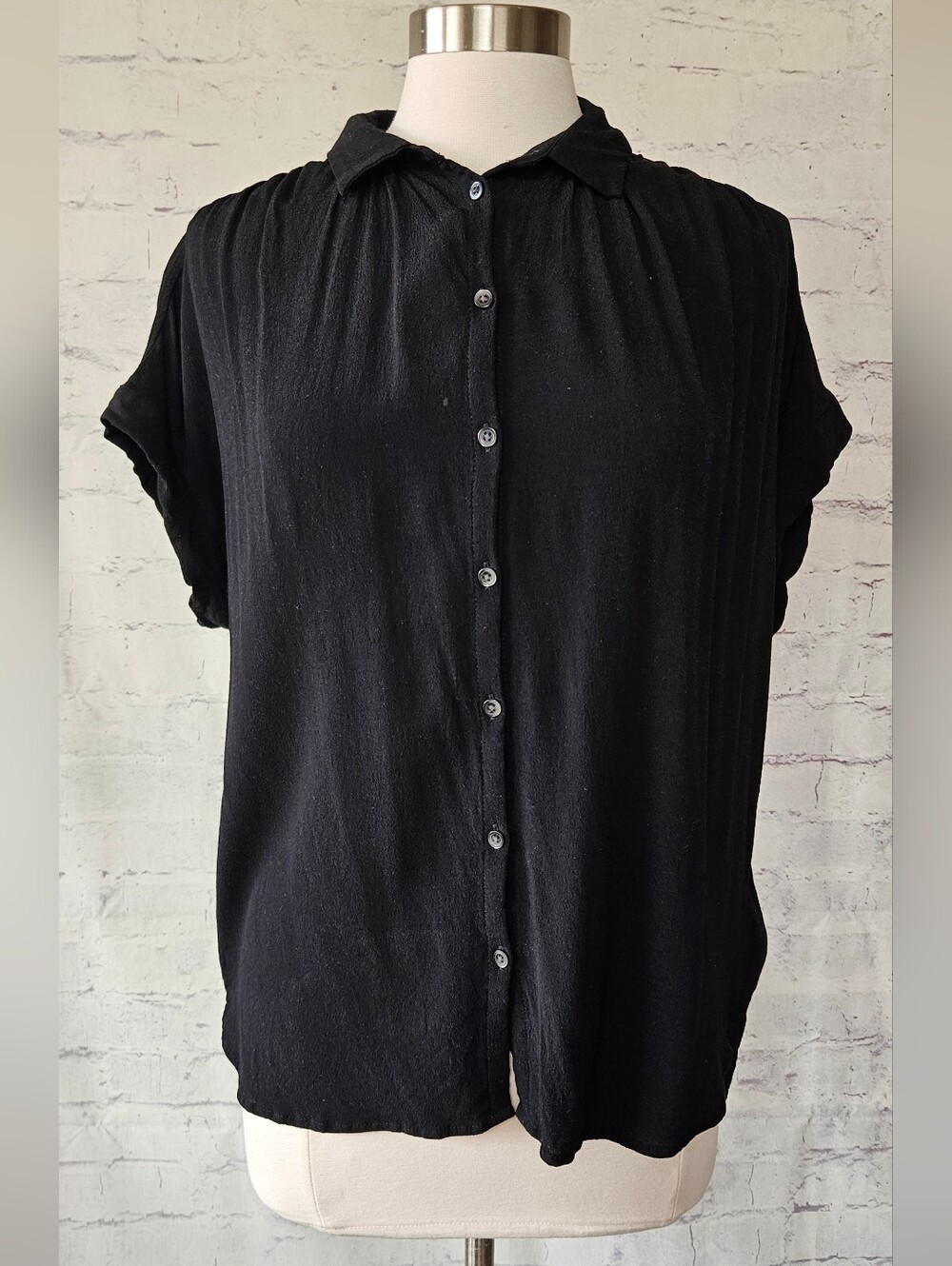 Madewell Central Drapey Shirt Black Medium